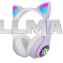 Bluetooth наушники CATear STN-28 с кошачьими ушками и подсветкой Сиреневые